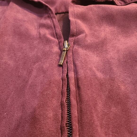 Cato small womens plum colored zip up faux suede top - Picture 2 of 8